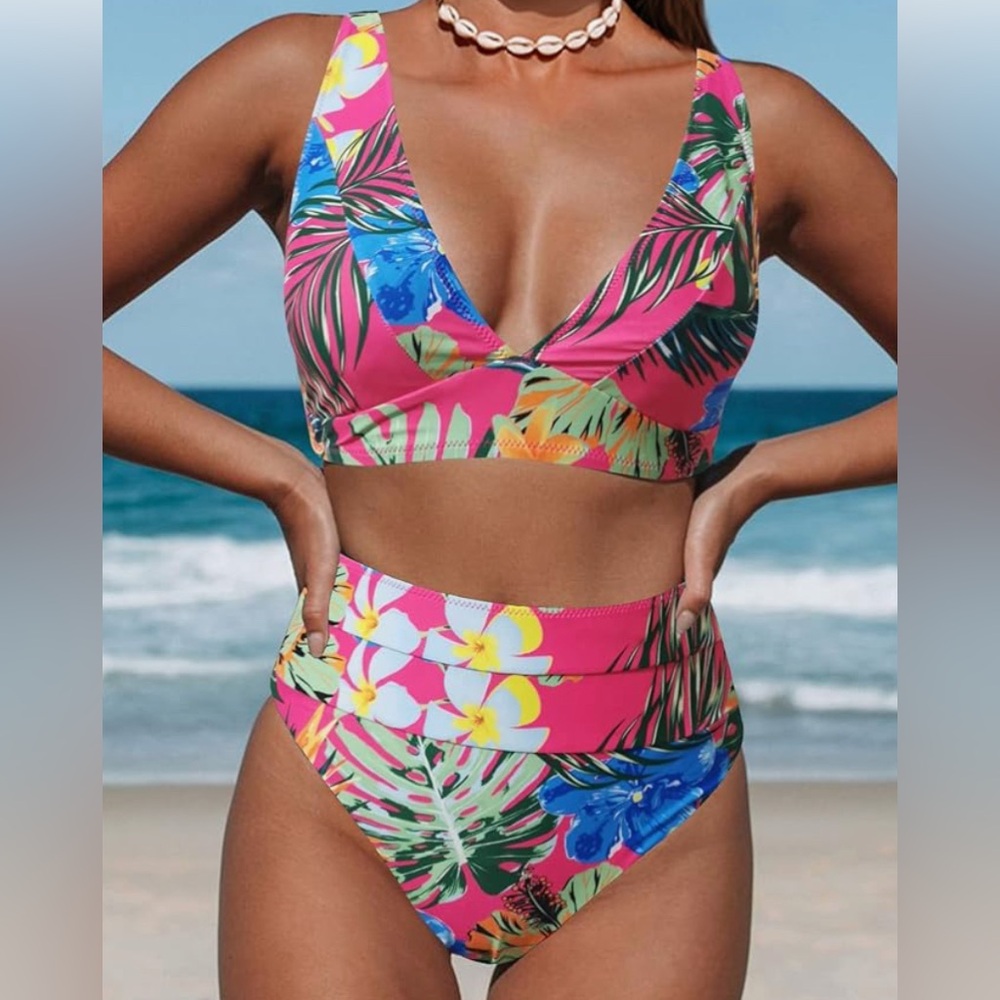 Tropical Floral Pink Bikini Set size L